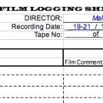 The logging sheet used on set by the Cameramen for "When Kane was Able"